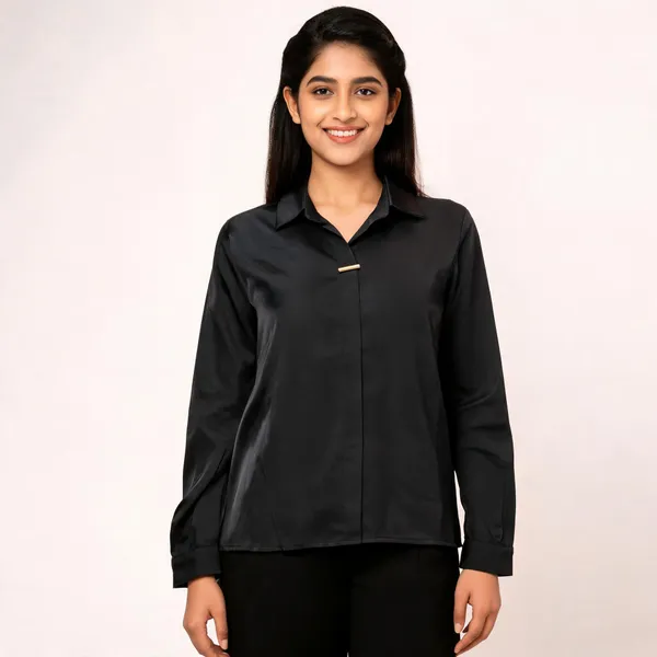Black_Rayon_Relaxed_Fit_Collared_Shirt_For_Women