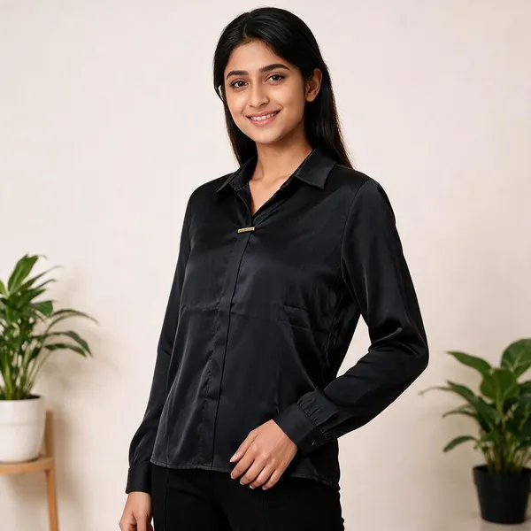 Black_Formal_Pure_Crepe_Collared_Shirt_For_Women