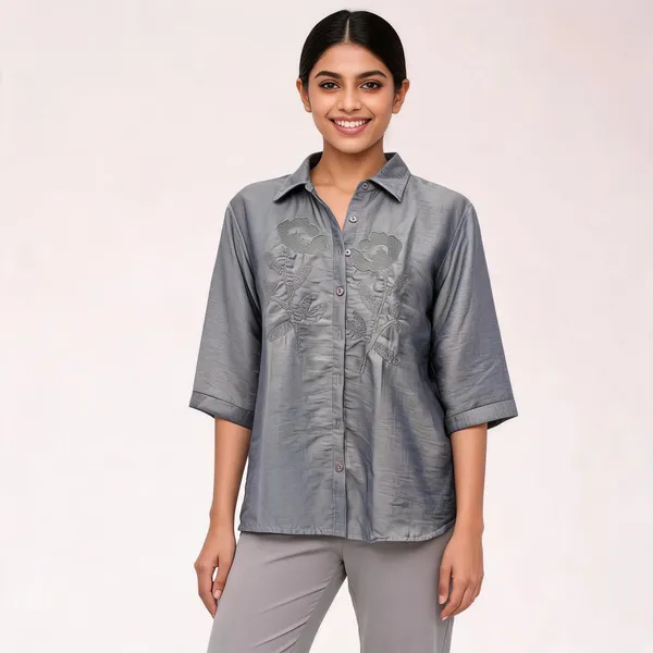Grey_Cotton_Blend_Embroidered_Relaxed_Fit_Shirt_For_Women