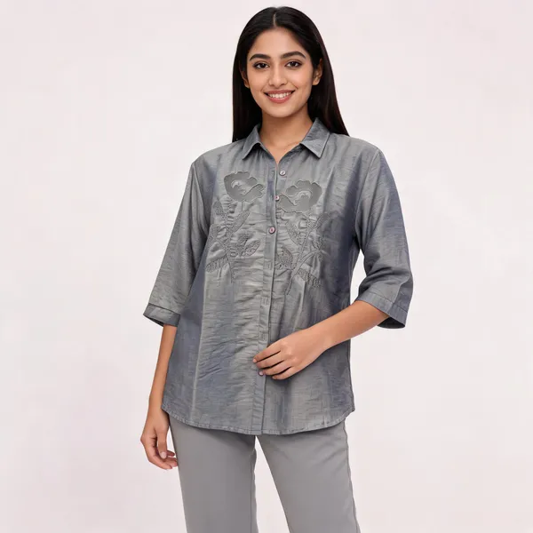 Grey_Cotton_Blend_Embroidered_Relaxed_Fit_Shirt_For_Women
