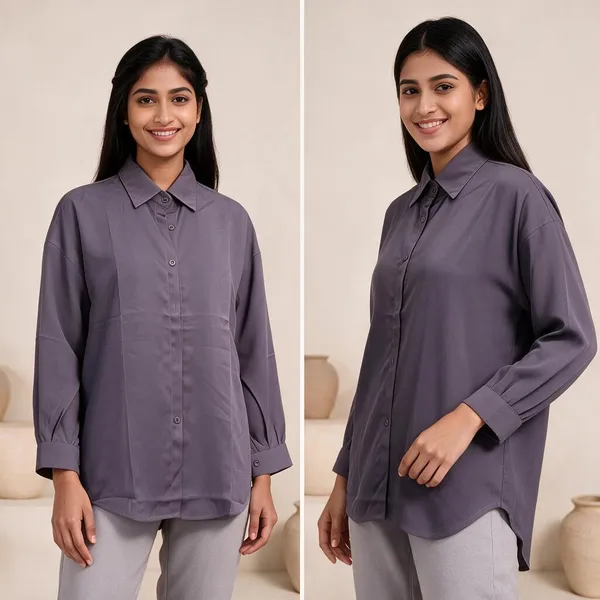 Grey_Plain_Crepe_Formal_Fit_Shirt_For_Women