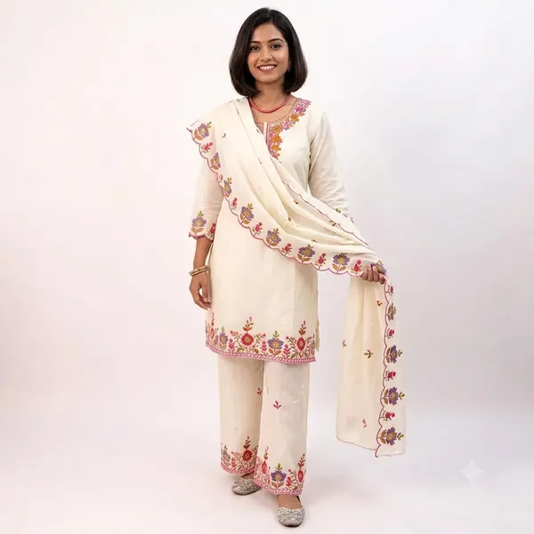Cream_Pure_Cotton_Straight_Floral_Embroidered_Salwar_Suit_Set_For_Women
