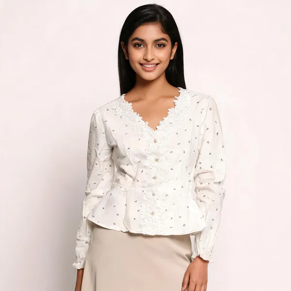 White_Cotton_Peplum_Floral_Embroidered_Top_For_Women