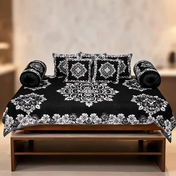Black_Floral_Print_Diwan_Set