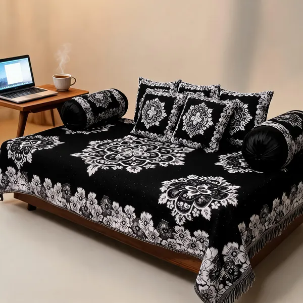 Black_Floral_Print_Diwan_Set