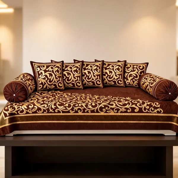 Brown_Traditional_Floral_Print_Diwan_Sofa_Cover_Set