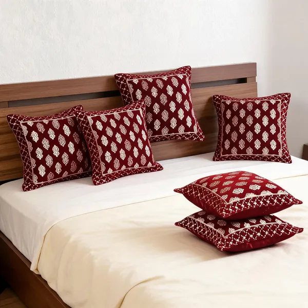 Maroon_Traditional_Floral_Print_Cushion_Covers
