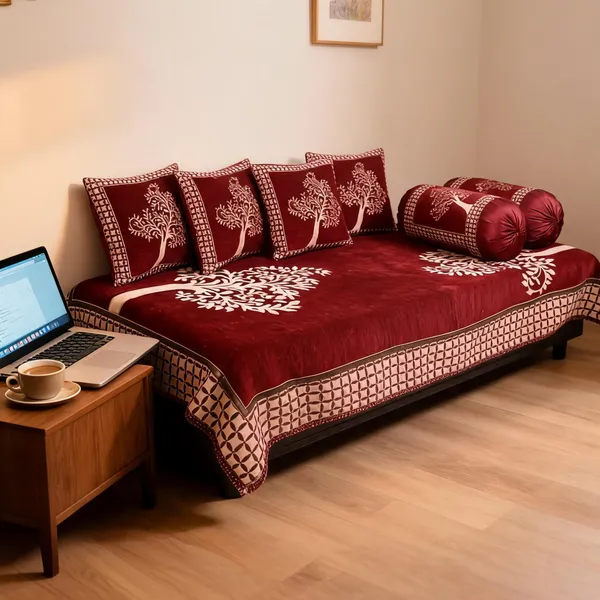Maroon_Traditional_Tree_Print_Diwan_Set