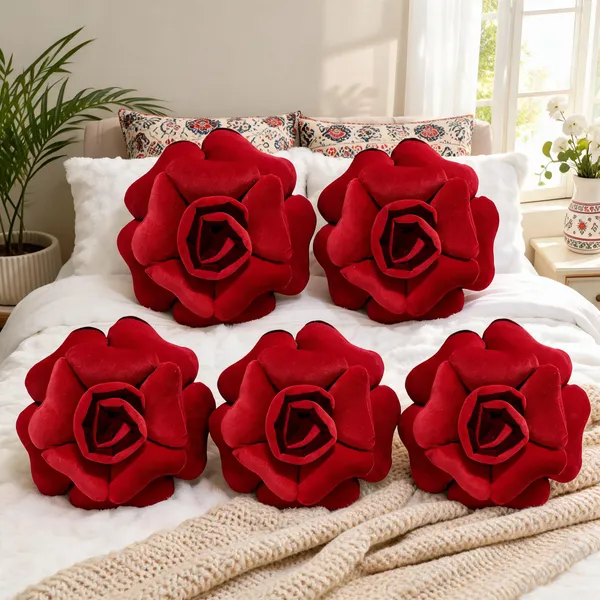 Plush_Floral_Rose_Shaped_Decorative_Cushion_Set_of_5