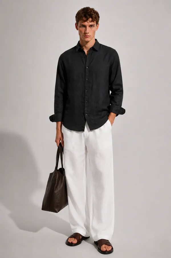 100_Linen_Black_Relaxed_Fit_Shirt