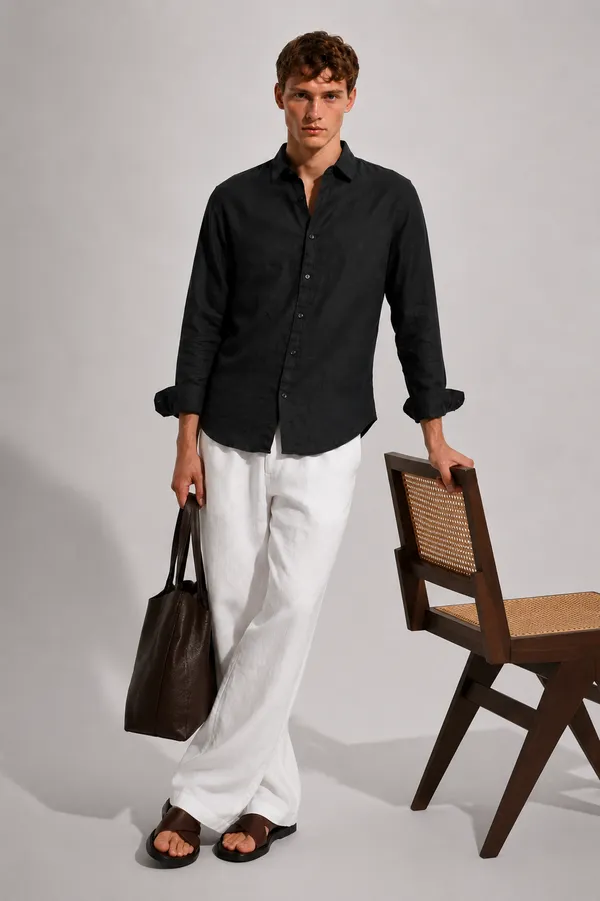 100_Linen_Black_Relaxed_Fit_Shirt