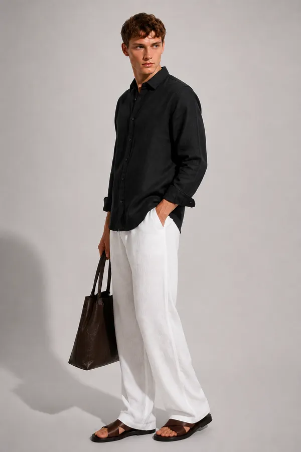 100_Linen_Black_Relaxed_Fit_Shirt