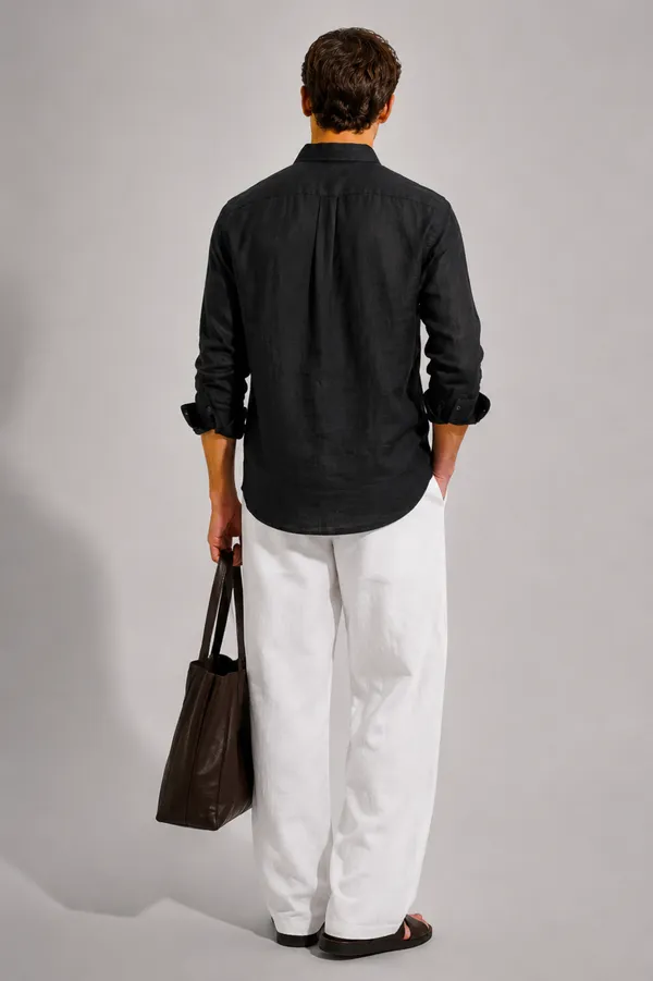 100_Linen_Black_Relaxed_Fit_Shirt