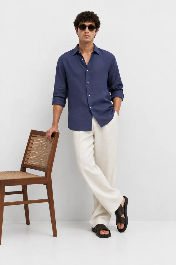 Navy_Blue_100_Linen_Relaxed_Fit_Shirt