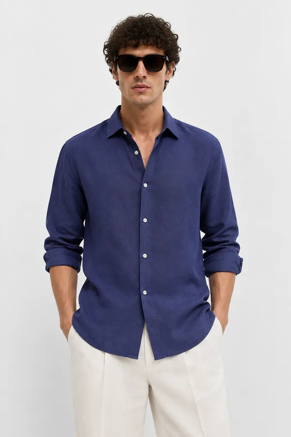Navy_Blue_100_Linen_Relaxed_Fit_Shirt