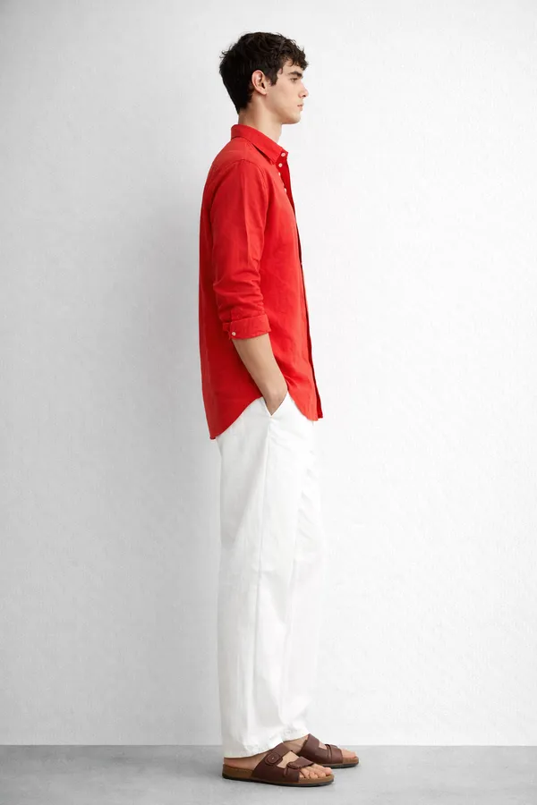 Red_Linen_Blend_Shirt
