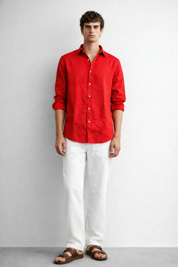 Red_Linen_Blend_Shirt