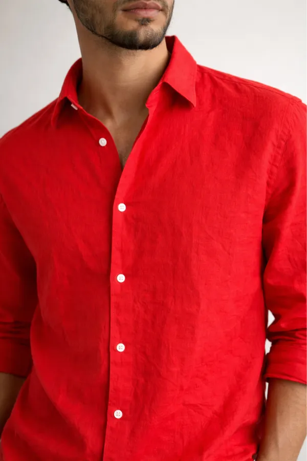 Red_Linen_Blend_Shirt