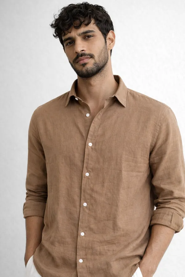 Camel_Linen_Blend_Shirt