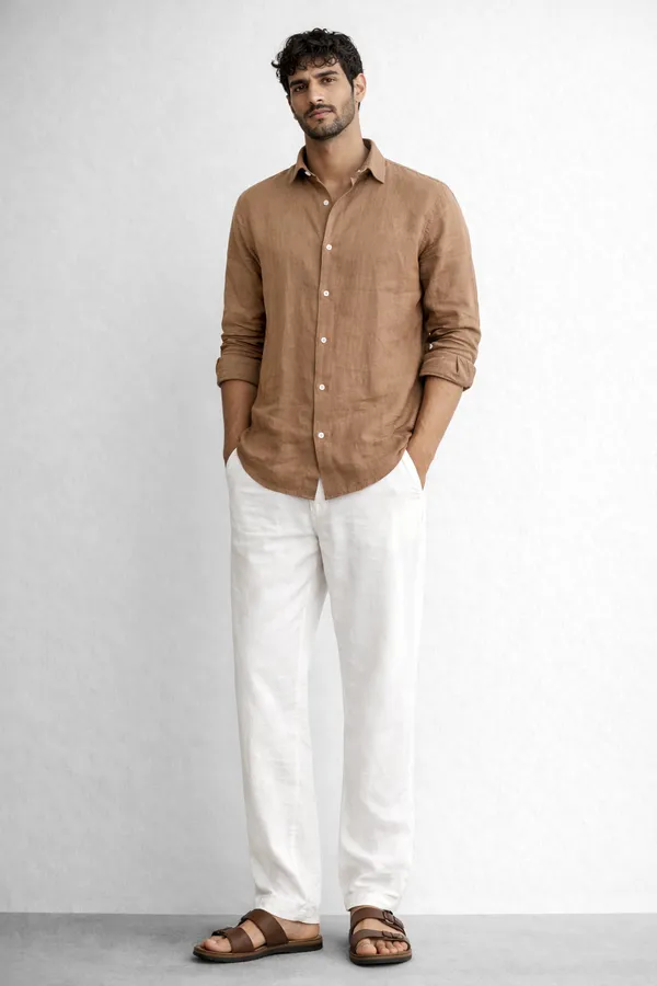 Camel_Linen_Blend_Shirt