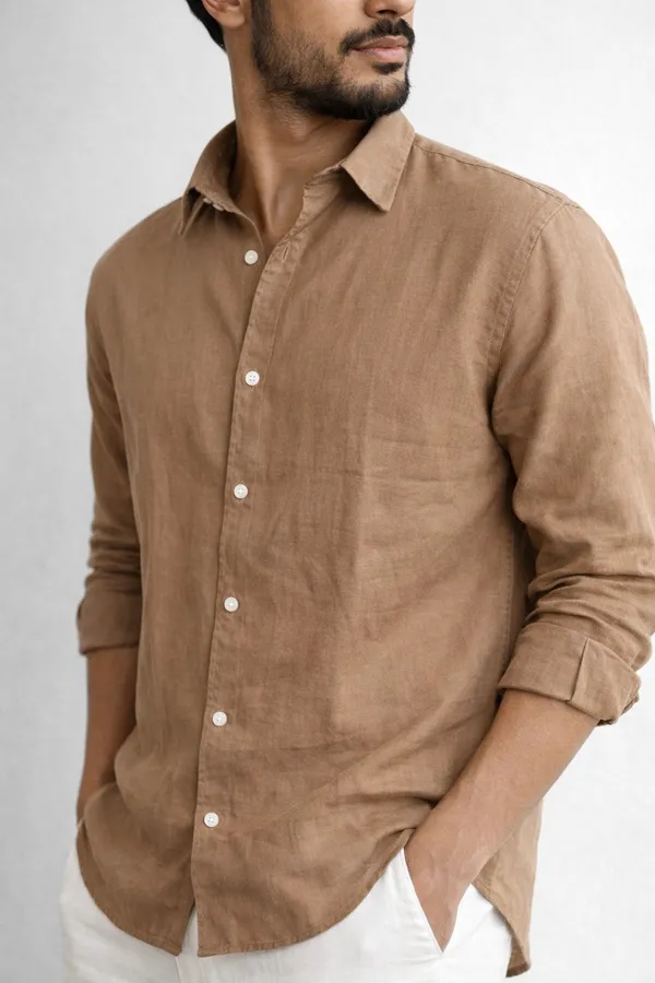 Camel_Linen_Blend_Shirt