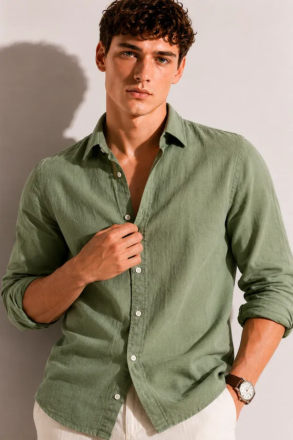 Frozen_Green_Linen_Blend_Shirt