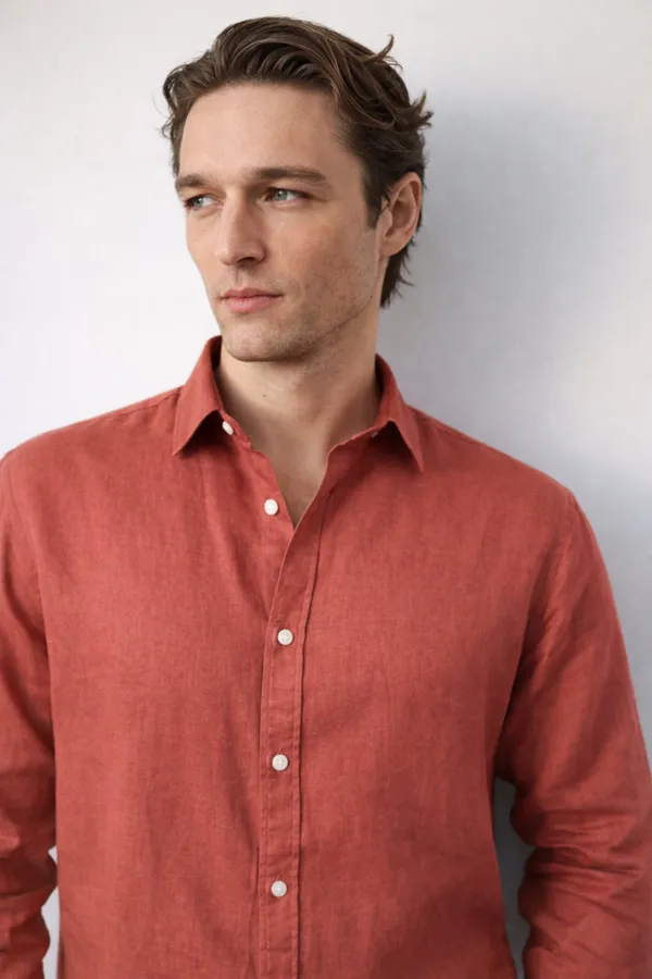 Clay_Red_Linen_Blend_Shirt