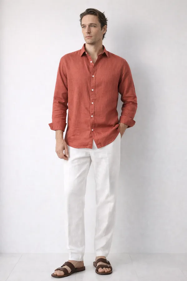 Clay_Red_Linen_Blend_Shirt