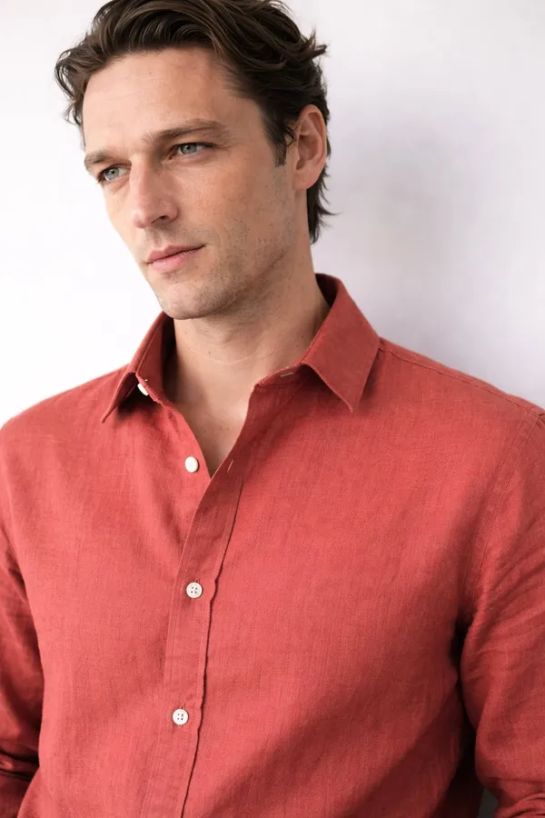 Clay_Red_Linen_Blend_Shirt