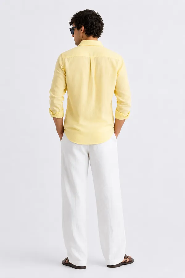 100_Pure_Linen_Yellow_Shirt