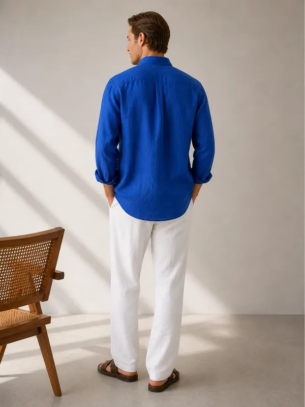 100_Pure_Linen_Royal_Blue_Shirt