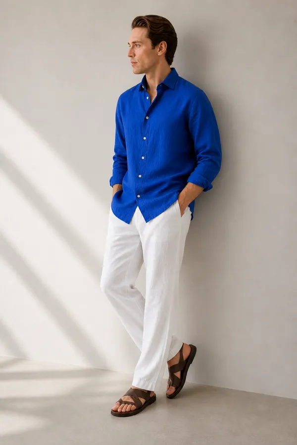100_Pure_Linen_Royal_Blue_Shirt