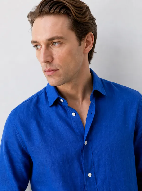 100_Pure_Linen_Royal_Blue_Shirt