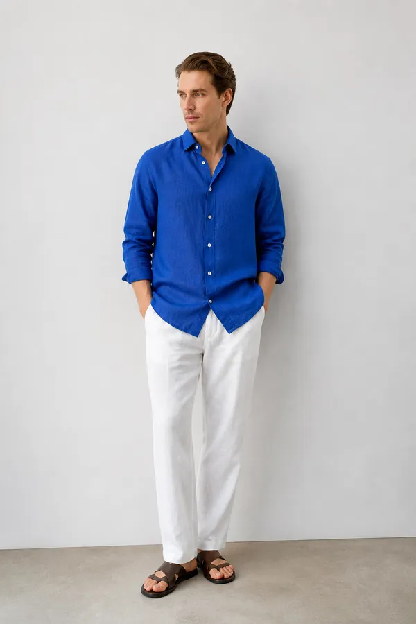 100_Pure_Linen_Royal_Blue_Shirt