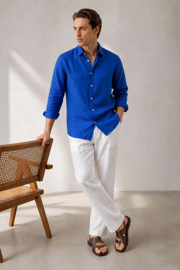100_Pure_Linen_Royal_Blue_Shirt