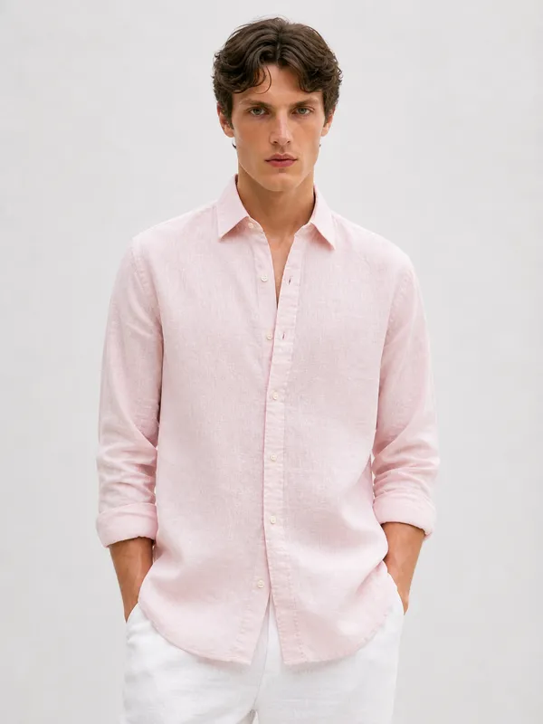 100_Pure_Linen_Light_Pink_Shirt