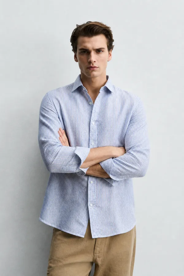 100_Pure_Linen_Blue_Stripe_Shirt
