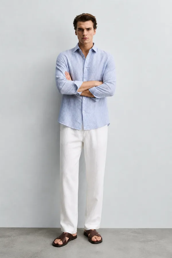 100_Pure_Linen_Blue_Stripe_Shirt