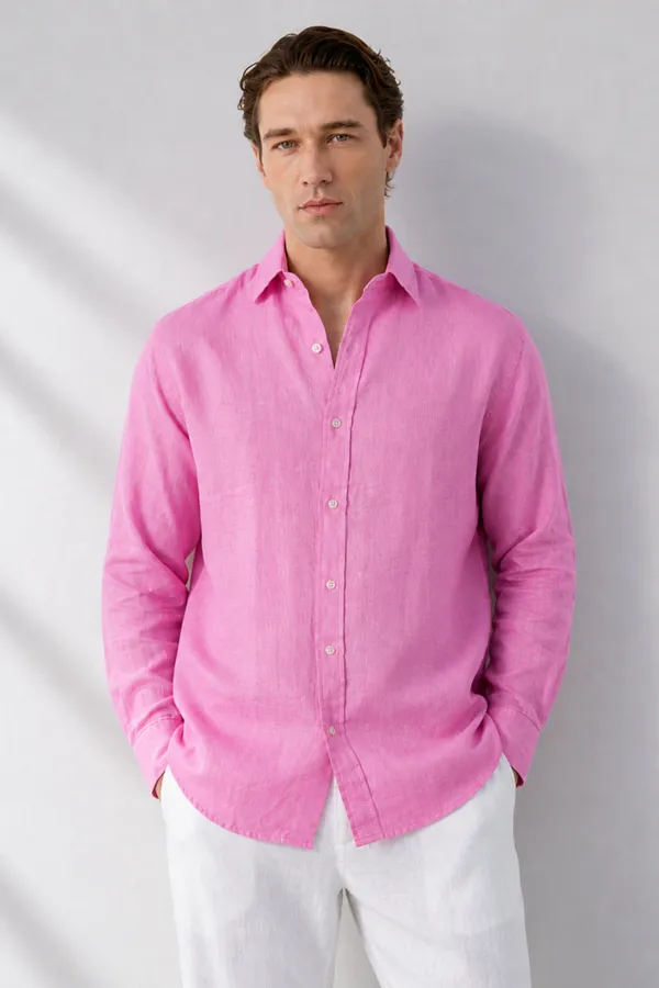 100_Pure_Linen_Pink_Shirt