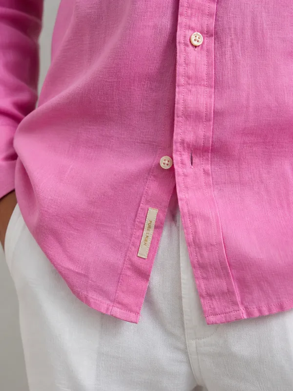 100_Pure_Linen_Pink_Shirt