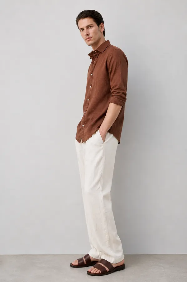 100_Pure_Linen_Brown_Shirt