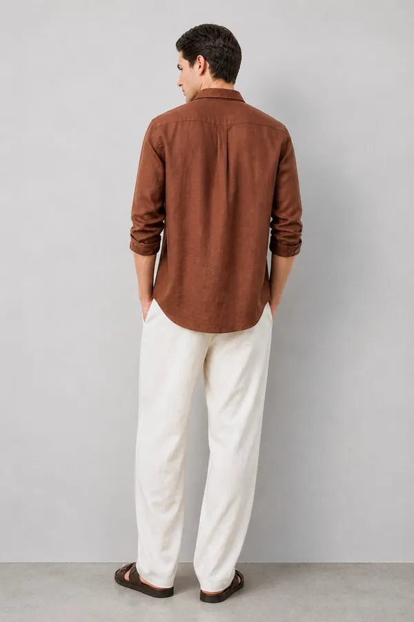 100_Pure_Linen_Brown_Shirt