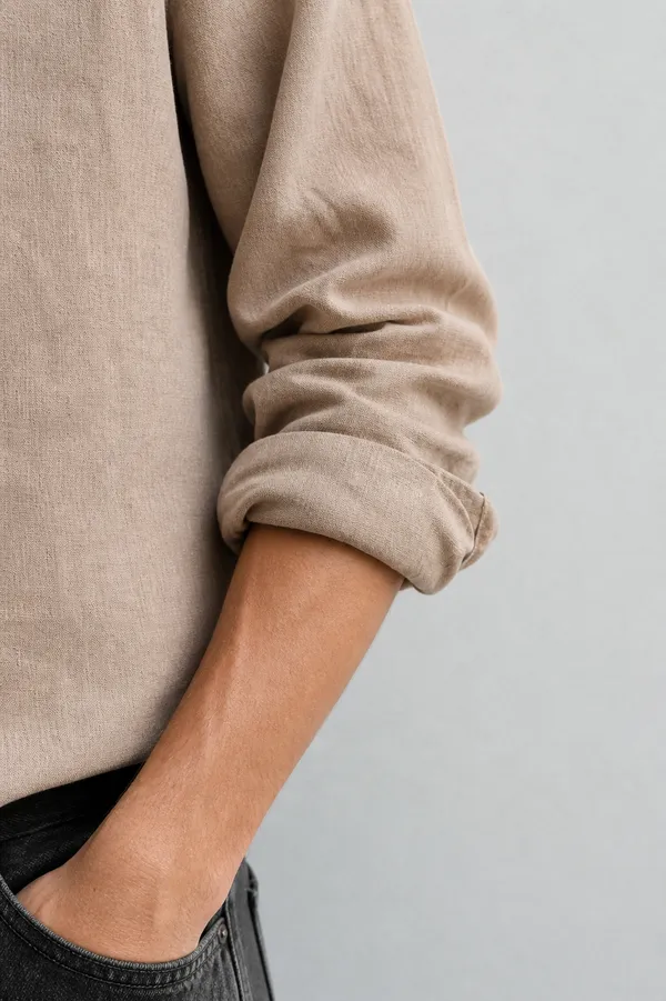 100_Pure_Linen_Camel_Shirt