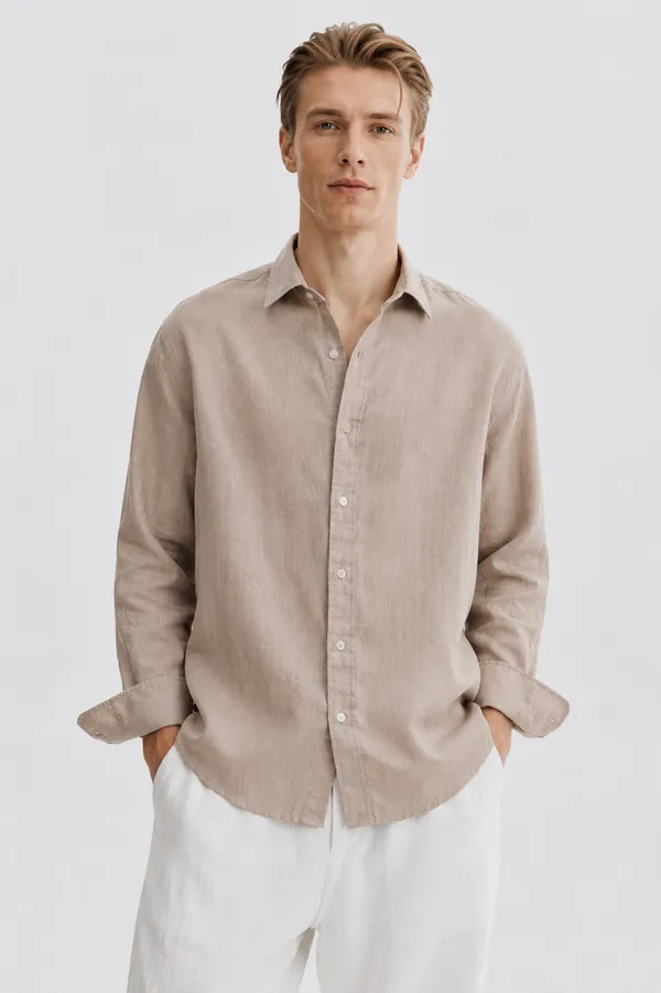100_Pure_Linen_Camel_Shirt