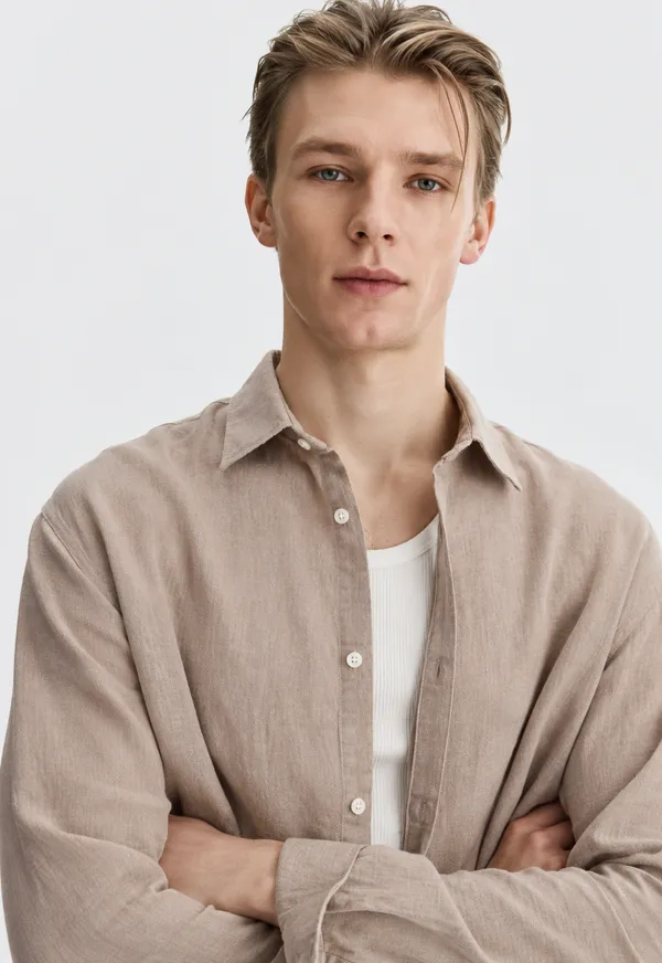 100_Pure_Linen_Camel_Shirt