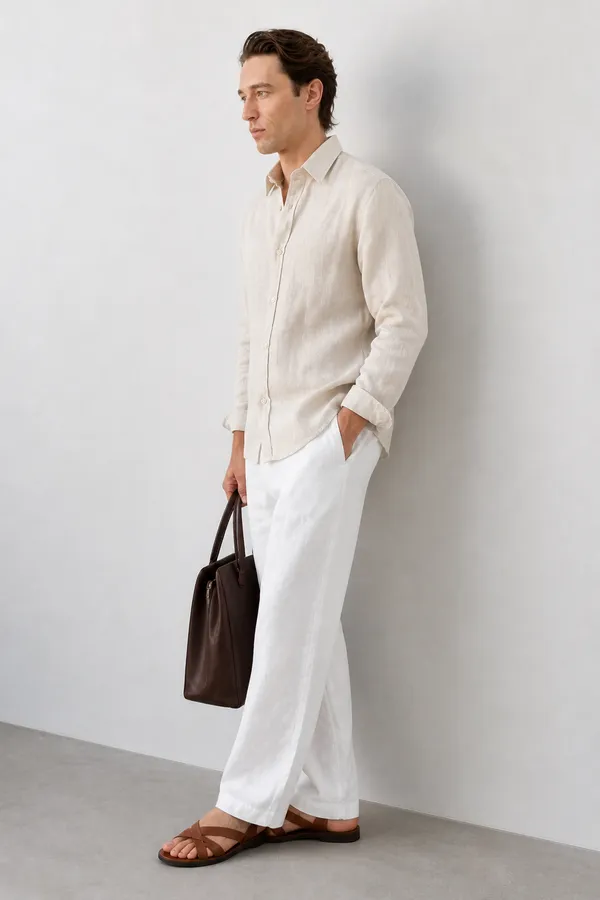 100_Pure_Linen_Off_White_Shirt