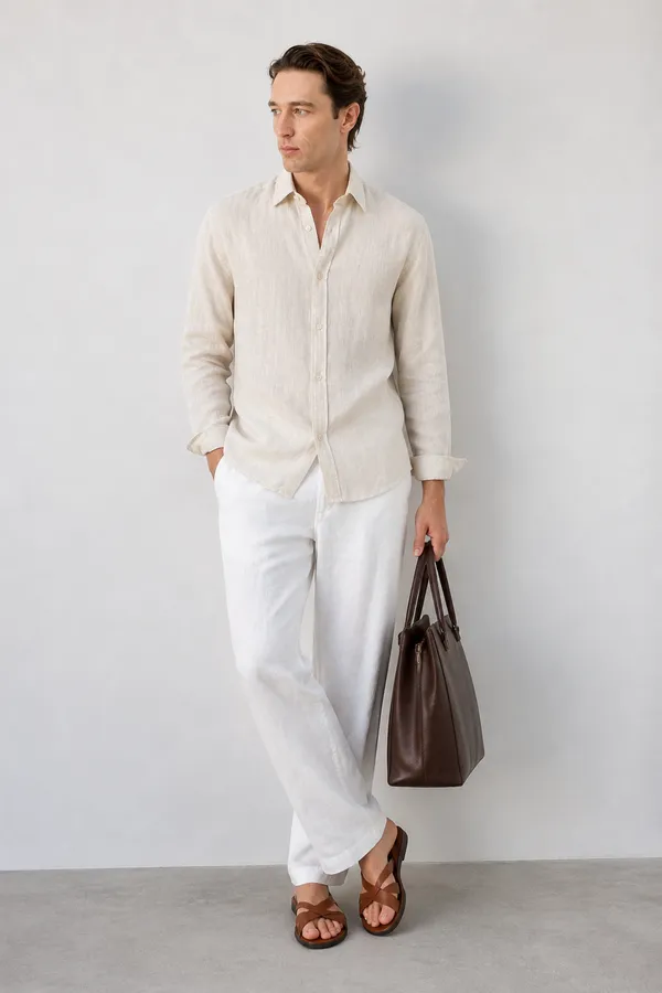 100_Pure_Linen_Off_White_Shirt