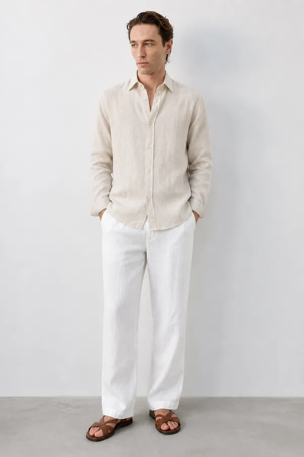 100_Pure_Linen_Off_White_Shirt