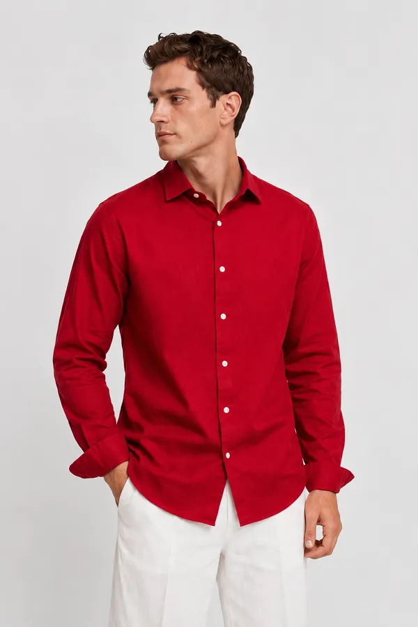 Crimson_Red_Linen_Blend_Shirt