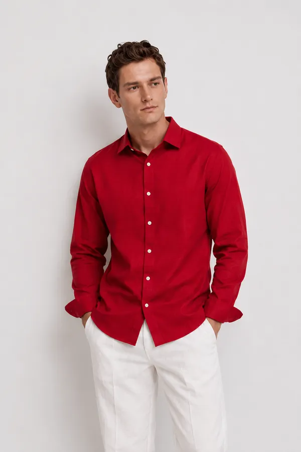 Crimson_Red_Linen_Blend_Shirt